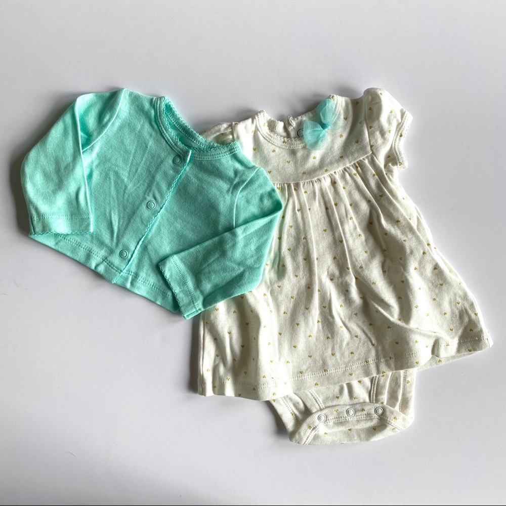 🆕 NWOT Carter’s Baby Green Bolero/Heart Bodysuit